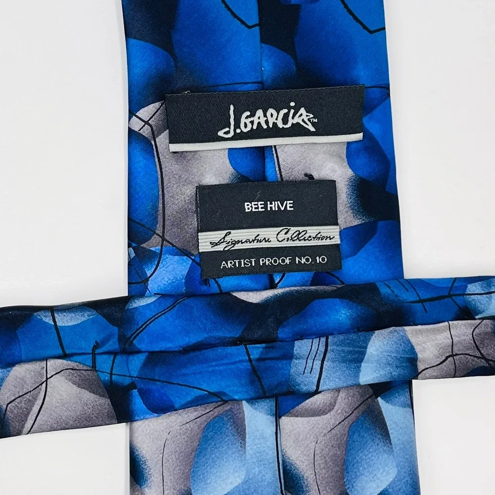 J. Garcia Necktie Men OS Blue Bee Hive‎ Artist Proof Silk Abstract Signature Tie